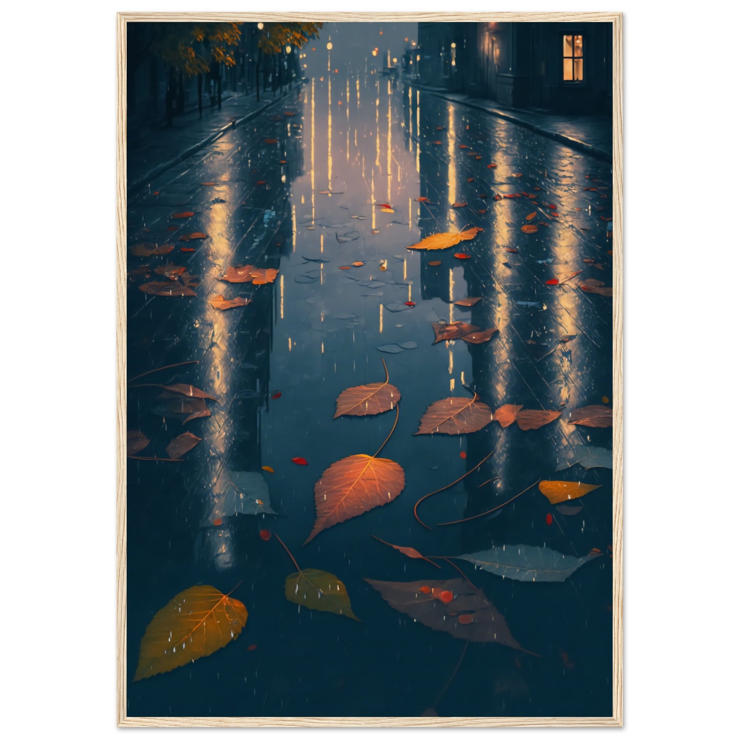 Autumn Leaves Matte Paper Wooden Framed Poster